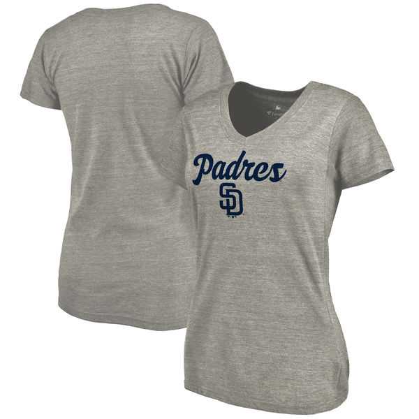 Women's San Diego Padres Freehand V Neck Slim Fit Tri Blend T-Shirt Ash FengYun,We sell and wholesale Women's San Diego Padres Freehand V Neck Slim Fit Tri Blend T-Shirt Ash FengYun on line form chian!